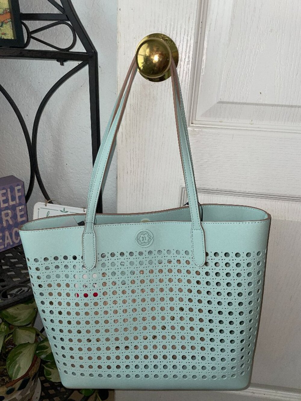 NWT $128 Two Purse Set NANETTE LEPORE Blue Surf Spray HESS Tote